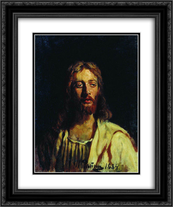 Christ 20x24 Black Ornate Wood Framed Art Print Poster with Double Matting by Repin, Ilya