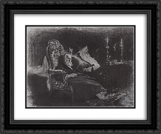 Death of Fedor Chizhov 24x20 Black Ornate Wood Framed Art Print Poster with Double Matting by Repin, Ilya