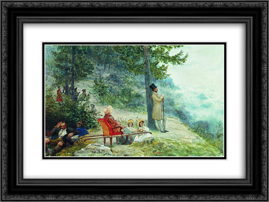 Emperor Nicholas I and Empress Alexandra Feodorovna 24x18 Black Ornate Wood Framed Art Print Poster with Double Matting by Repin, Ilya