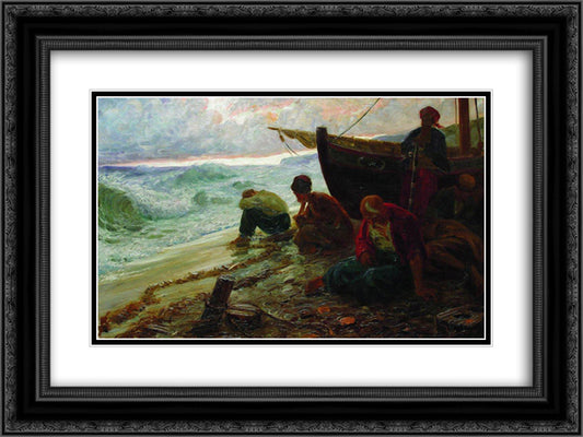 End of the Black Sea freedom 24x18 Black Ornate Wood Framed Art Print Poster with Double Matting by Repin, Ilya