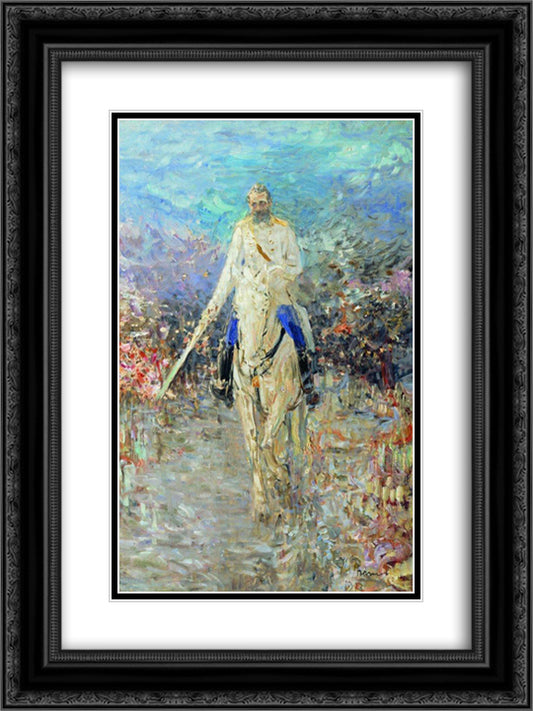 Equestrian portrait of Alexander II 18x24 Black Ornate Wood Framed Art Print Poster with Double Matting by Repin, Ilya