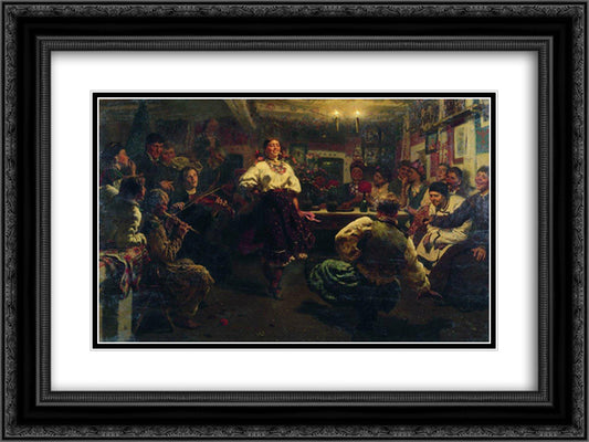 Evening party 24x18 Black Ornate Wood Framed Art Print Poster with Double Matting by Repin, Ilya