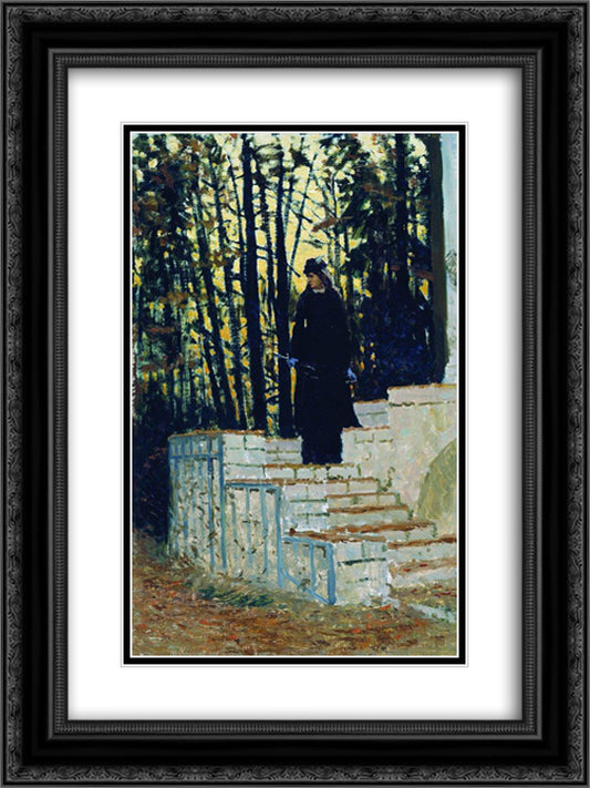 Female figure in a landscape 18x24 Black Ornate Wood Framed Art Print Poster with Double Matting by Repin, Ilya