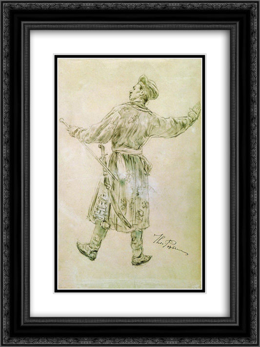 Figure of dancing man 18x24 Black Ornate Wood Framed Art Print Poster with Double Matting by Repin, Ilya