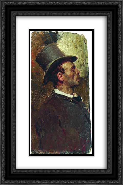 Hat man 16x24 Black Ornate Wood Framed Art Print Poster with Double Matting by Repin, Ilya