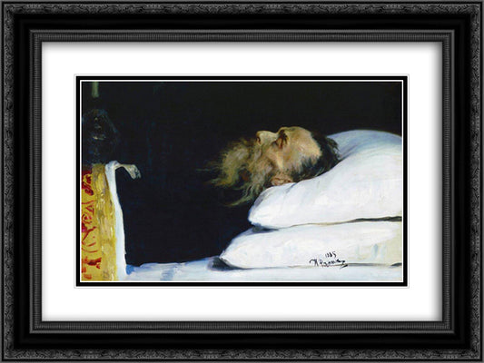 Historian Nikolai Kostomarov in a coffin 24x18 Black Ornate Wood Framed Art Print Poster with Double Matting by Repin, Ilya