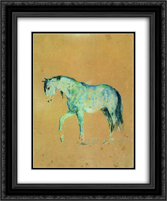 Horse 20x24 Black Ornate Wood Framed Art Print Poster with Double Matting by Repin, Ilya