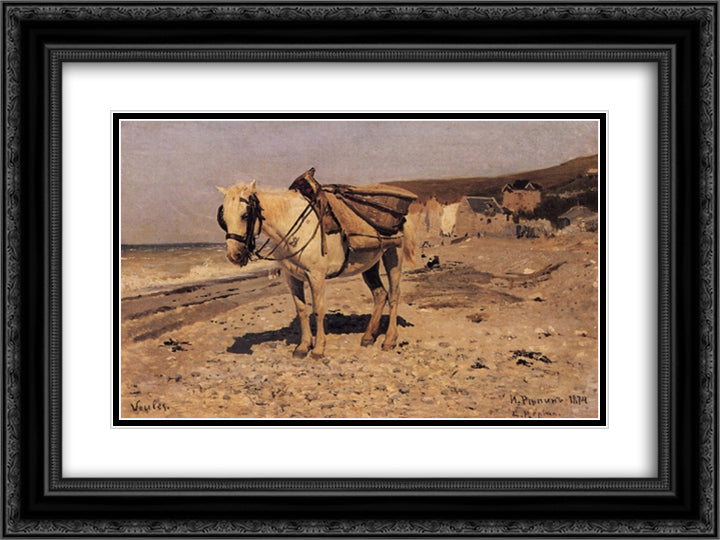 Horse for the stones collecting in the Vela 24x18 Black Ornate Wood Framed Art Print Poster with Double Matting by Repin, Ilya