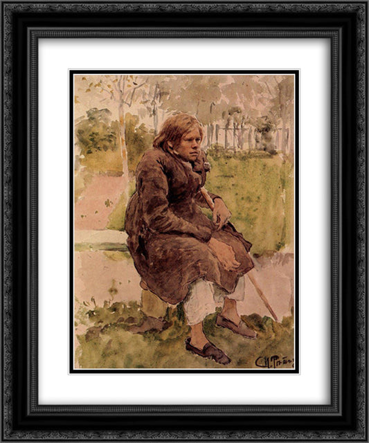 Hunchback (study) 20x24 Black Ornate Wood Framed Art Print Poster with Double Matting by Repin, Ilya