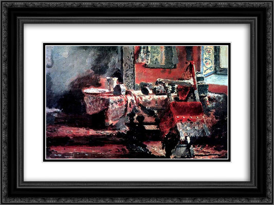 Interior (etude) 24x18 Black Ornate Wood Framed Art Print Poster with Double Matting by Repin, Ilya