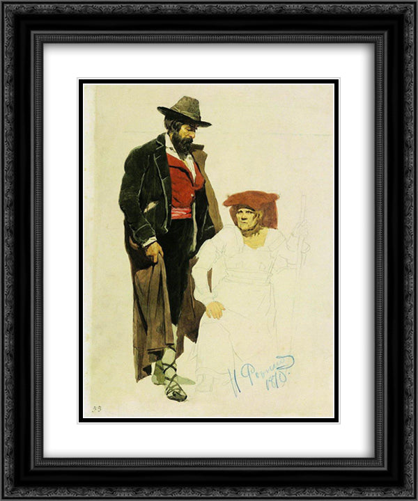 Italian models 20x24 Black Ornate Wood Framed Art Print Poster with Double Matting by Repin, Ilya