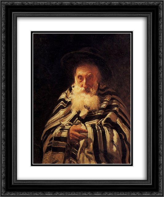 Jew praying 20x24 Black Ornate Wood Framed Art Print Poster with Double Matting by Repin, Ilya