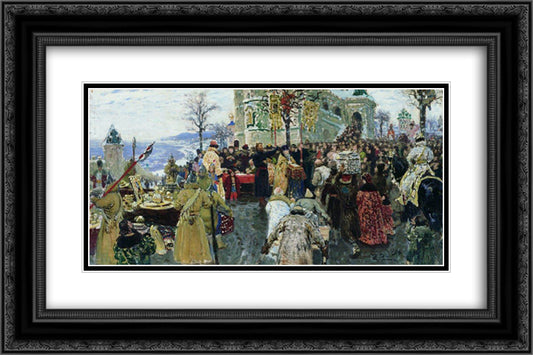 Kuzma Minin 24x16 Black Ornate Wood Framed Art Print Poster with Double Matting by Repin, Ilya