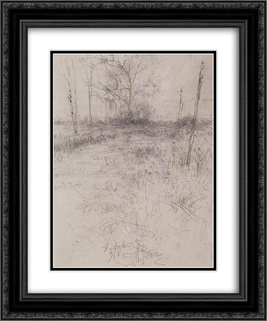 Landscape 20x24 Black Ornate Wood Framed Art Print Poster with Double Matting by Repin, Ilya