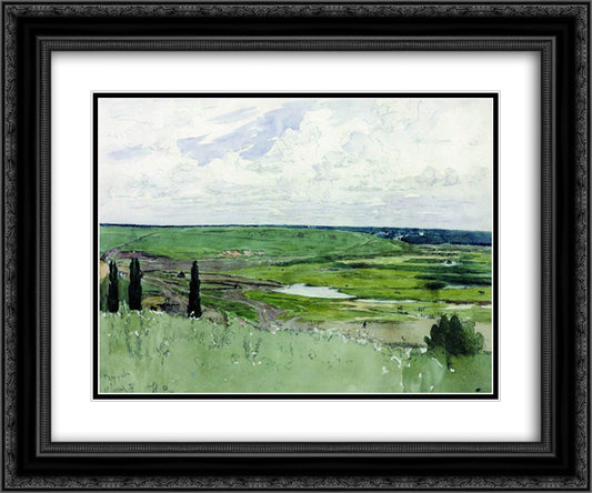 Landscape near Chuguevo 24x20 Black Ornate Wood Framed Art Print Poster with Double Matting by Repin, Ilya