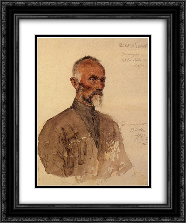 Makar Simak (Plastun) 20x24 Black Ornate Wood Framed Art Print Poster with Double Matting by Repin, Ilya