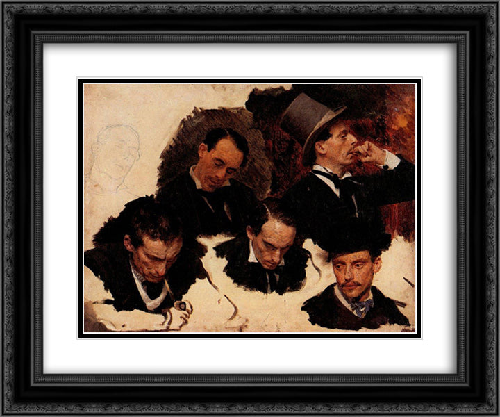 Men's heads 24x20 Black Ornate Wood Framed Art Print Poster with Double Matting by Repin, Ilya