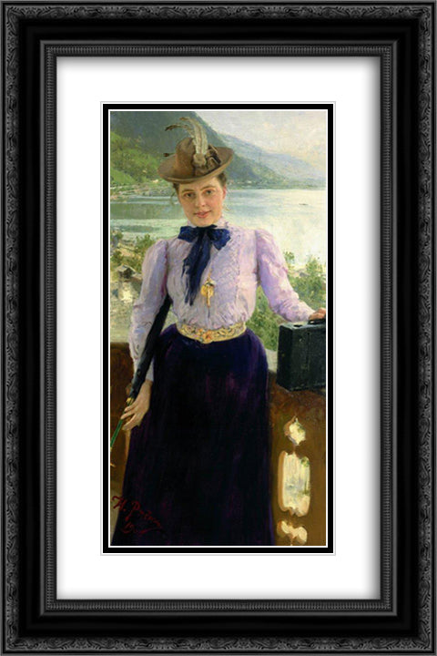Natalia Nordmann 16x24 Black Ornate Wood Framed Art Print Poster with Double Matting by Repin, Ilya