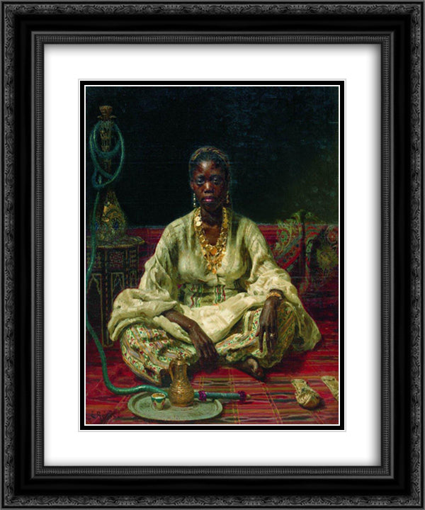 Negress 20x24 Black Ornate Wood Framed Art Print Poster with Double Matting by Repin, Ilya
