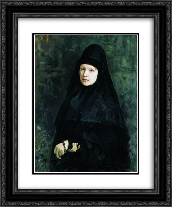 Nun 20x24 Black Ornate Wood Framed Art Print Poster with Double Matting by Repin, Ilya