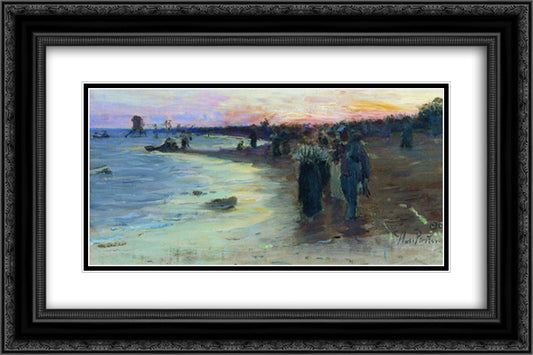 On the shore of the Gulf of Finland 24x16 Black Ornate Wood Framed Art Print Poster with Double Matting by Repin, Ilya