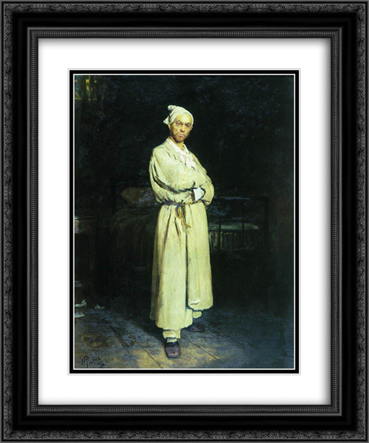 Poprishchin 20x24 Black Ornate Wood Framed Art Print Poster with Double Matting by Repin, Ilya