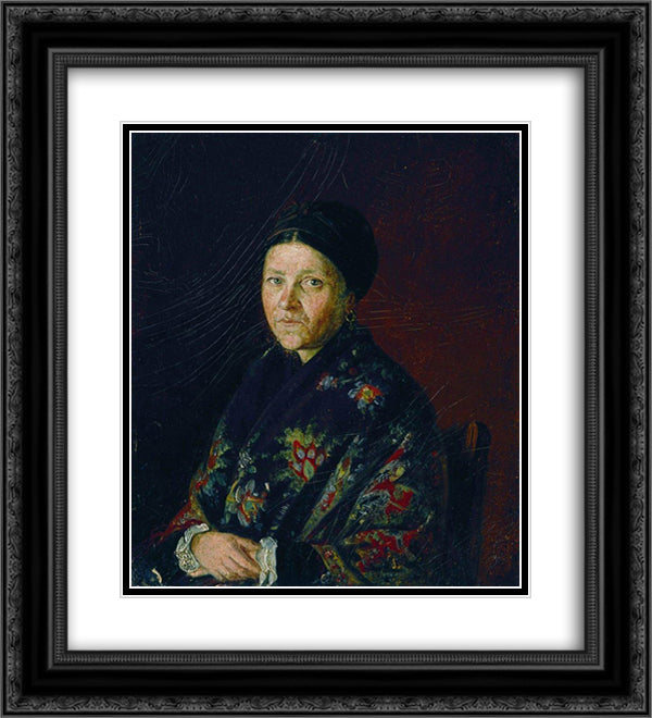 Portrait of A. Bocharova, artist's aunts 20x22 Black Ornate Wood Framed Art Print Poster with Double Matting by Repin, Ilya