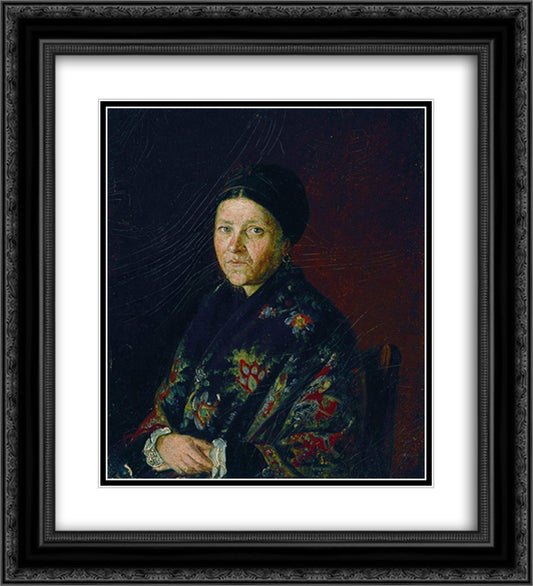 Portrait of A. Bocharova, artist's aunts 20x22 Black Ornate Wood Framed Art Print Poster with Double Matting by Repin, Ilya