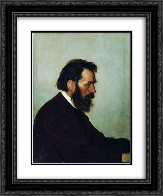 Portrait of A.I. Shevtsov 20x24 Black Ornate Wood Framed Art Print Poster with Double Matting by Repin, Ilya