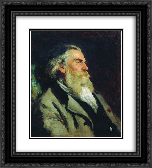 Portrait of A.P. Bogolyubov 20x22 Black Ornate Wood Framed Art Print Poster with Double Matting by Repin, Ilya
