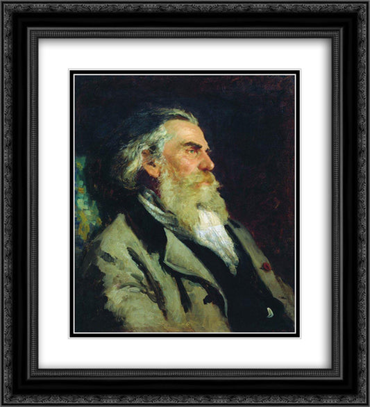 Portrait of A.P. Bogolyubov 20x22 Black Ornate Wood Framed Art Print Poster with Double Matting by Repin, Ilya