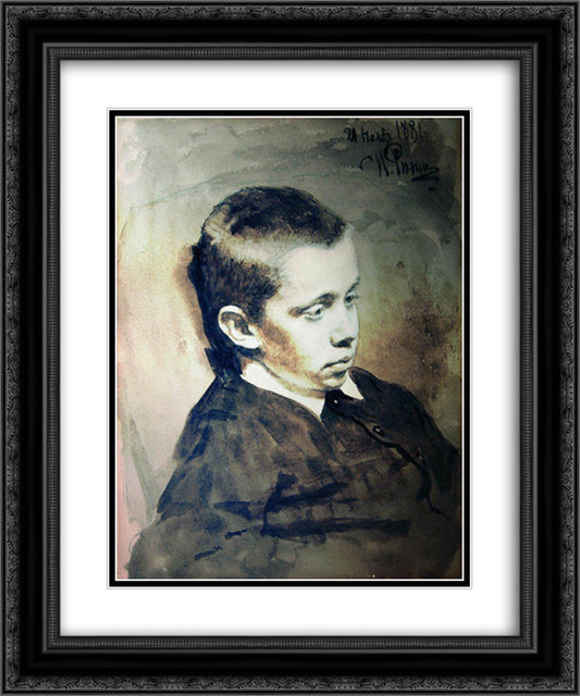 Portrait of A.S. Matveev 20x24 Black Ornate Wood Framed Art Print Poster with Double Matting by Repin, Ilya