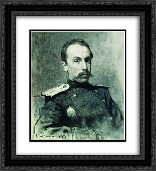 Portrait of A.V. Zhirkevich 20x22 Black Ornate Wood Framed Art Print Poster with Double Matting by Repin, Ilya