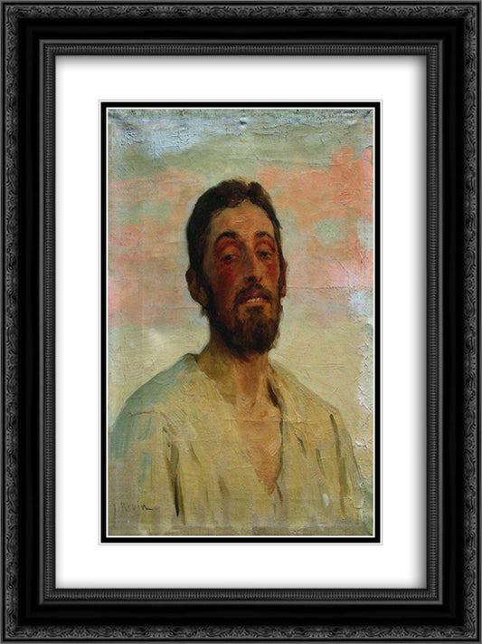 Portrait of a Man 18x24 Black Ornate Wood Framed Art Print Poster with Double Matting by Repin, Ilya
