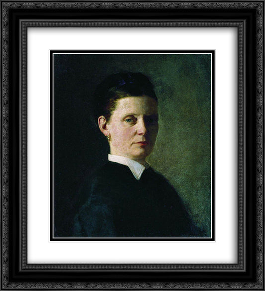 Portrait of a Woman 20x22 Black Ornate Wood Framed Art Print Poster with Double Matting by Repin, Ilya