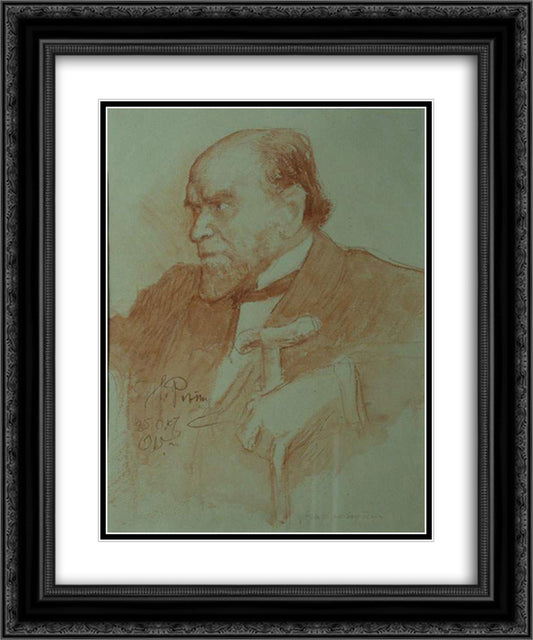 Portrait of Academician A. F. Koni 20x24 Black Ornate Wood Framed Art Print Poster with Double Matting by Repin, Ilya