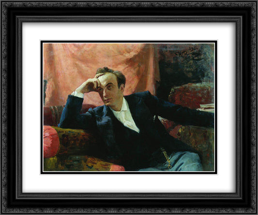 Portrait of actor and dramatist Grigory Grigorievich Ghe 24x20 Black Ornate Wood Framed Art Print Poster with Double Matting by Repin, Ilya