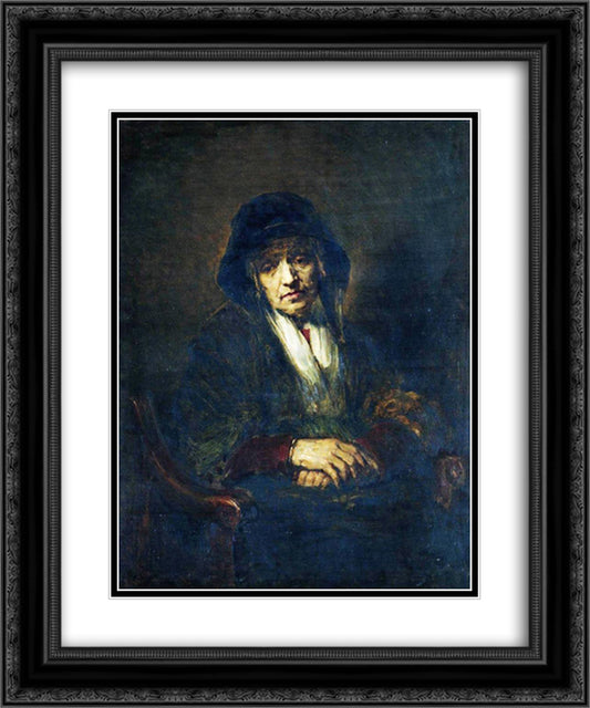 Portrait of an old woman 20x24 Black Ornate Wood Framed Art Print Poster with Double Matting by Repin, Ilya