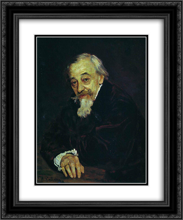 Portrait of Artist Vladimir Samoilov 20x24 Black Ornate Wood Framed Art Print Poster with Double Matting by Repin, Ilya