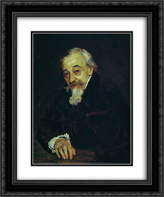 Portrait of Artist Vladimir Samoilov 20x24 Black Ornate Wood Framed Art Print Poster with Double Matting by Repin, Ilya