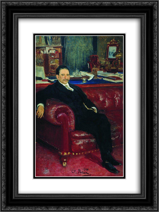 Portrait of B.A. Kaminka 18x24 Black Ornate Wood Framed Art Print Poster with Double Matting by Repin, Ilya