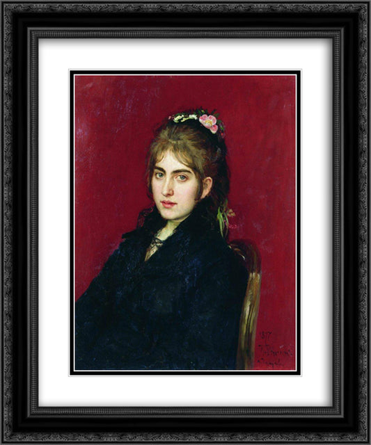 Portrait of Chuguev resident S.L. Lyubitskaya 20x24 Black Ornate Wood Framed Art Print Poster with Double Matting by Repin, Ilya
