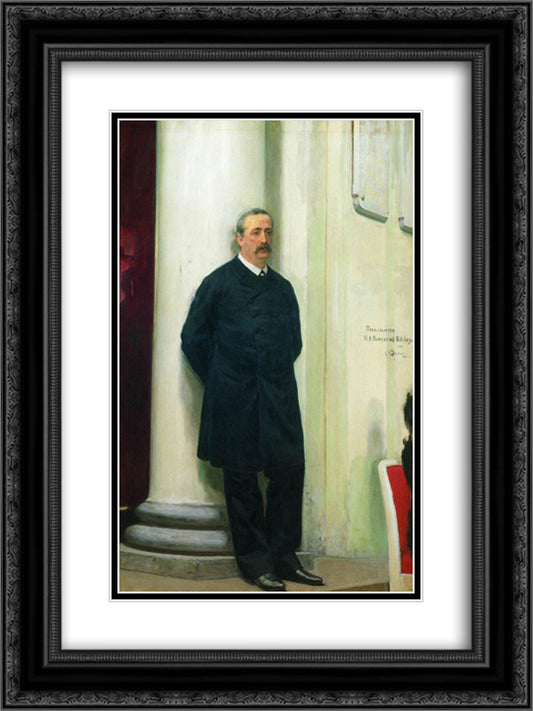 Portrait of composer and chemist Aleksander Porfirievich Borodin 18x24 Black Ornate Wood Framed Art Print Poster with Double Matting by Repin, Ilya