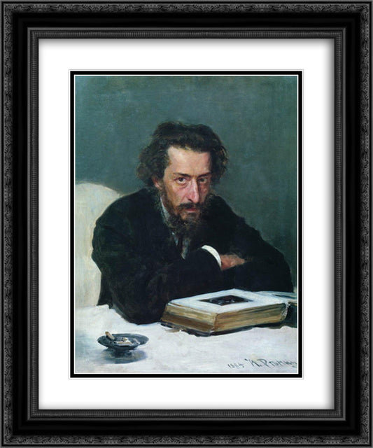 Portrait of composer and journalist Pavel Ivanovich Blaramberg 20x24 Black Ornate Wood Framed Art Print Poster with Double Matting by Repin, Ilya