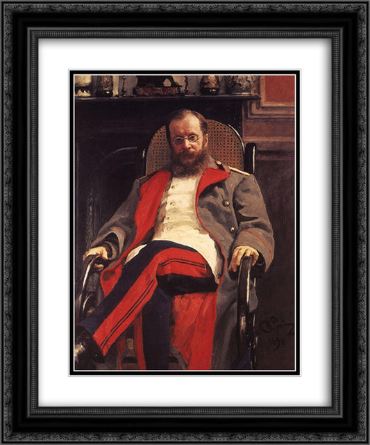 Portrait of Composer Cesar Antonovich Cui 20x24 Black Ornate Wood Framed Art Print Poster with Double Matting by Repin, Ilya