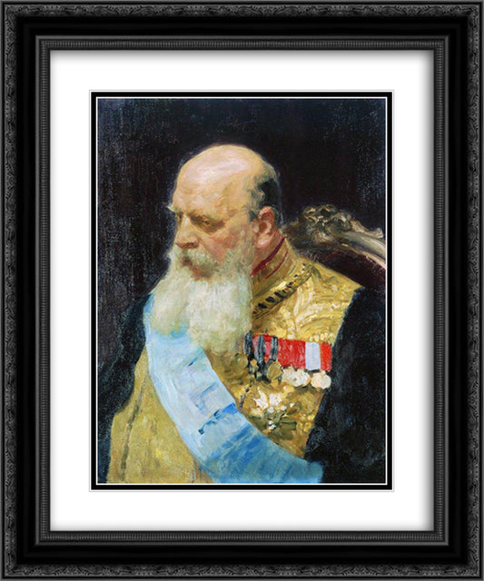 Portrait of Count D.M. Solsky 20x24 Black Ornate Wood Framed Art Print Poster with Double Matting by Repin, Ilya