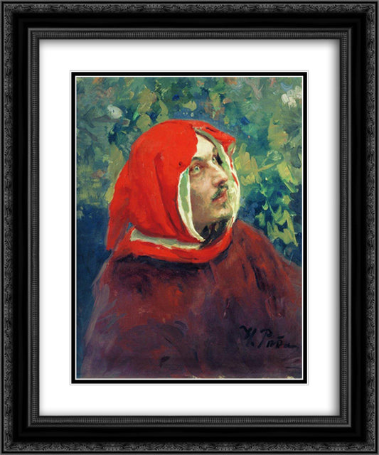 Portrait of Dante 20x24 Black Ornate Wood Framed Art Print Poster with Double Matting by Repin, Ilya