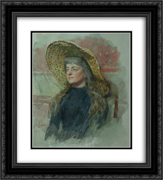 Portrait of E. Zvantseva 20x22 Black Ornate Wood Framed Art Print Poster with Double Matting by Repin, Ilya