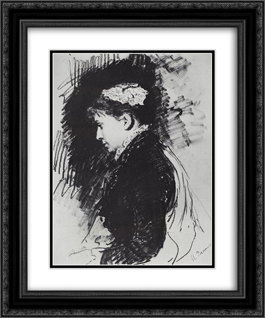Portrait of E.D. Batasheva 20x24 Black Ornate Wood Framed Art Print Poster with Double Matting by Repin, Ilya