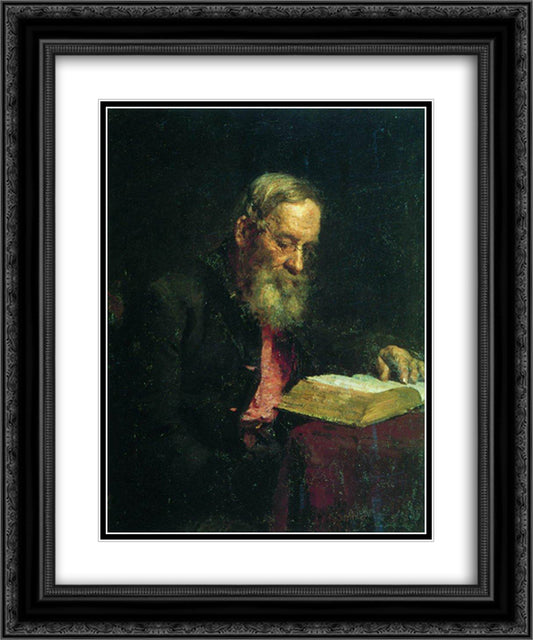 Portrait of Efim Repin, the Artist's Father 20x24 Black Ornate Wood Framed Art Print Poster with Double Matting by Repin, Ilya